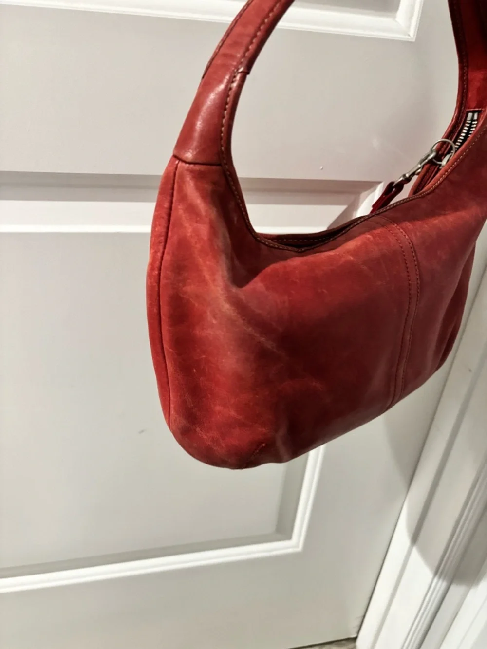 Vintage Coach Ergo 9219 Red Leather Hobo Shoulder Bag Y2K Slouchy Cowhide Purse - Picture 6 of 11